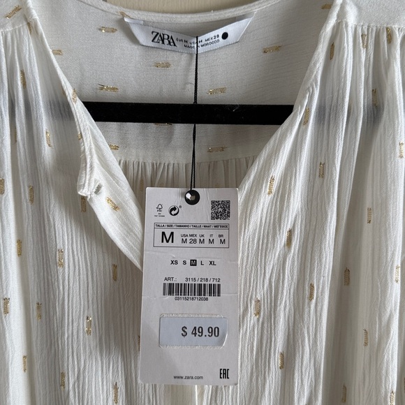 Zara Cream Button-Up Blouse - Picture 2 of 11
